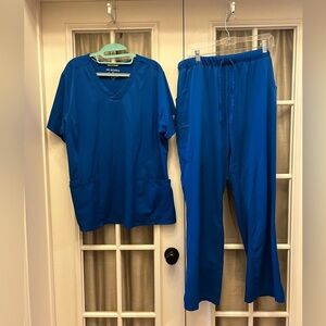 Women's Royal Blue HH Works Healing Hands Scrubs Set Size XL/IX
